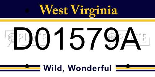 D01579A West Virginia License Plate