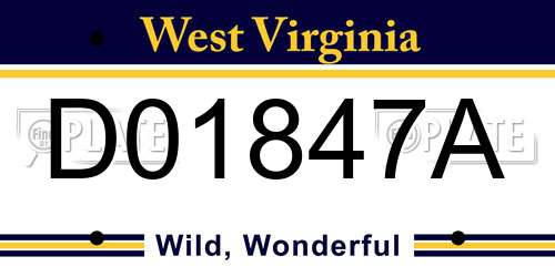 D01847A West Virginia License Plate