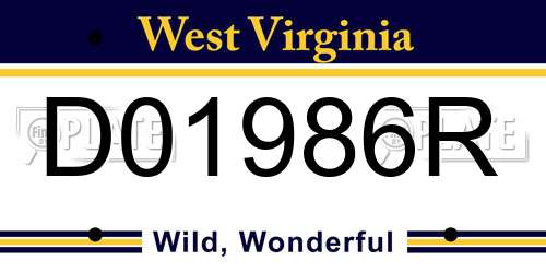 D01986R West Virginia License Plate