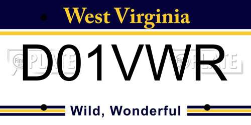 D01VWR West Virginia License Plate