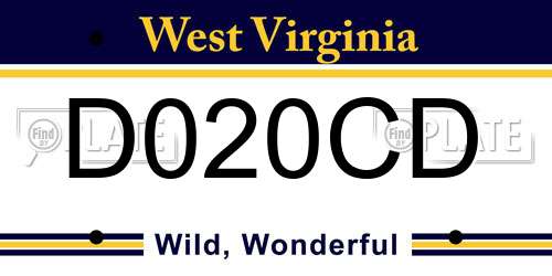 D020CD West Virginia License Plate