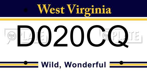 D020CQ West Virginia License Plate
