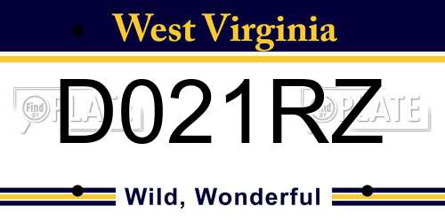 D021RZ West Virginia License Plate