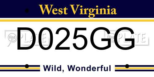 D025GG West Virginia License Plate