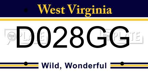 D028GG West Virginia License Plate