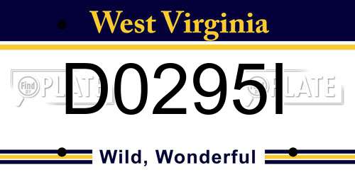 D0295I West Virginia License Plate