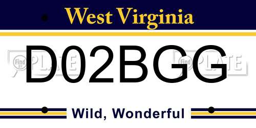 D02BGG West Virginia License Plate