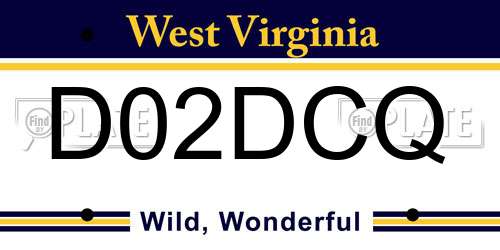 D02DCQ West Virginia License Plate