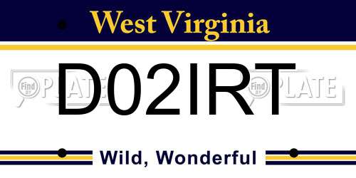 D02IRT West Virginia License Plate