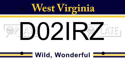 D02IRZ West Virginia License Plate