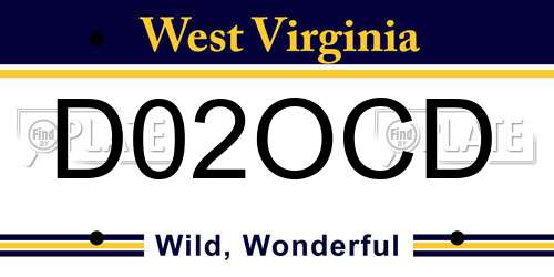 D02OCD West Virginia License Plate