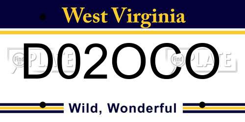 D02OCO West Virginia License Plate