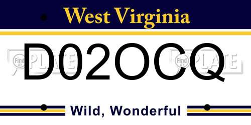 D02OCQ West Virginia License Plate