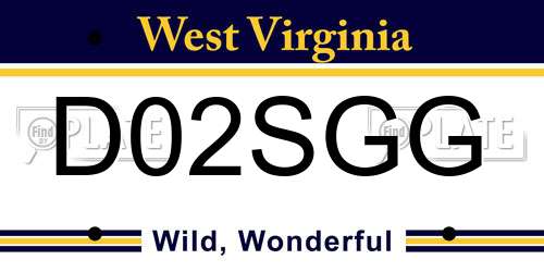 D02SGG West Virginia License Plate