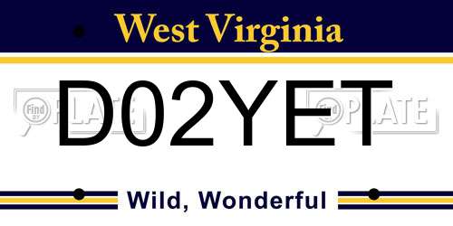 D02YET West Virginia License Plate
