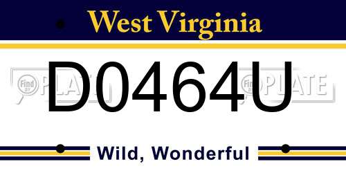 D0464U West Virginia License Plate