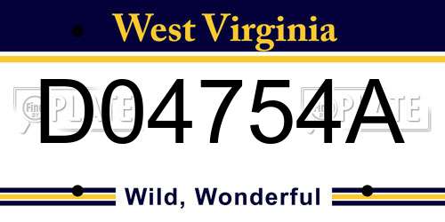 D04754A West Virginia License Plate