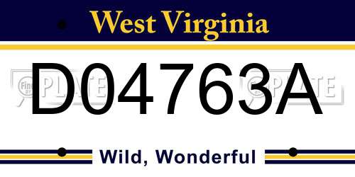 D04763A West Virginia License Plate