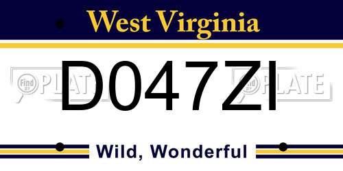 D047ZI West Virginia License Plate