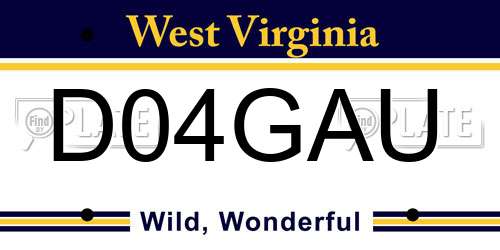 D04GAU West Virginia License Plate