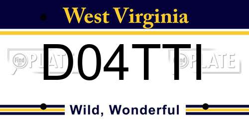 D04TTI West Virginia License Plate