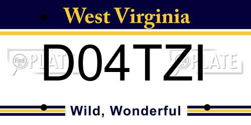 D04TZI West Virginia License Plate