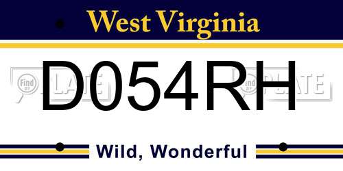 D054RH West Virginia License Plate