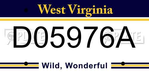 D05976A West Virginia License Plate