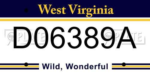 D06389A West Virginia License Plate
