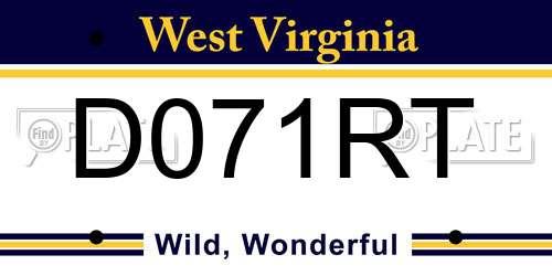 D071RT West Virginia License Plate