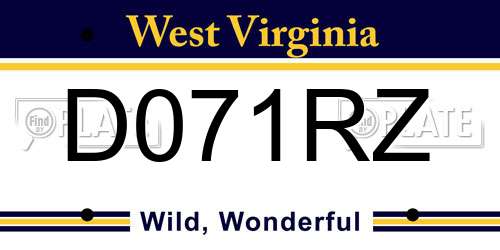 D071RZ West Virginia License Plate