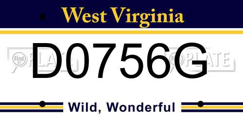 D0756G West Virginia License Plate