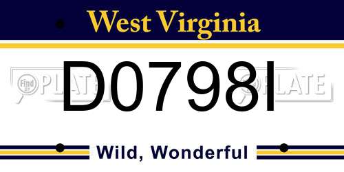 D0798I West Virginia License Plate