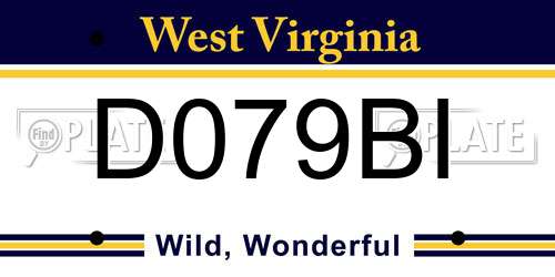 D079BI West Virginia License Plate