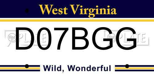 D07BGG West Virginia License Plate