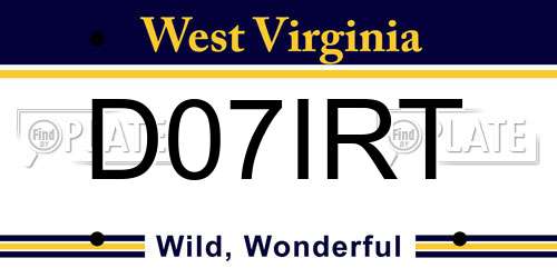 D07IRT West Virginia License Plate