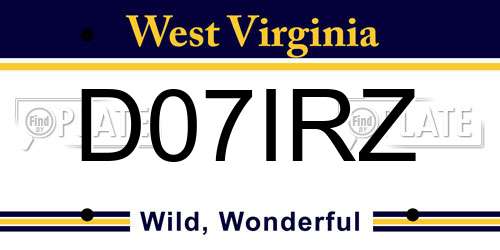 D07IRZ West Virginia License Plate
