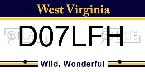 D07LFH West Virginia License Plate