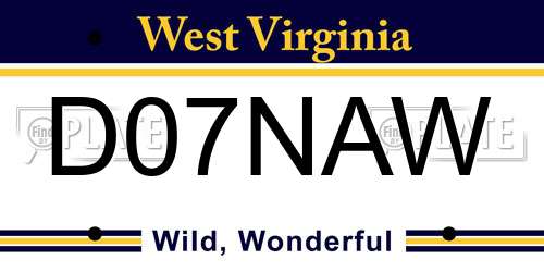 D07NAW West Virginia License Plate