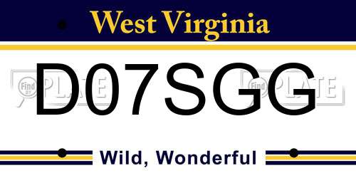 D07SGG West Virginia License Plate