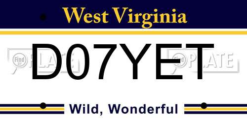 D07YET West Virginia License Plate