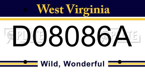 D08086A West Virginia License Plate