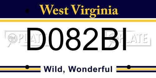 D082BI West Virginia License Plate