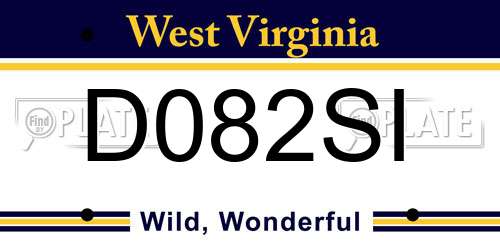 D082SI West Virginia License Plate
