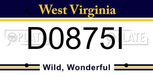 D0875I West Virginia License Plate