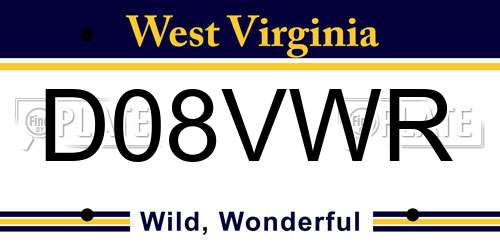 D08VWR West Virginia License Plate