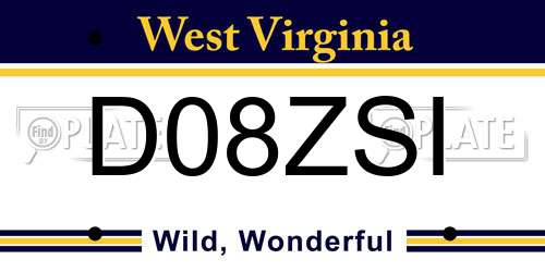 D08ZSI West Virginia License Plate