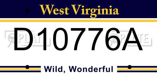D10776A West Virginia License Plate