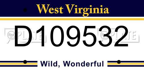 D109532 West Virginia License Plate