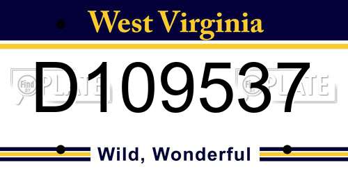 D109537 West Virginia License Plate